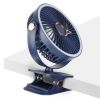 Portable Quiet Clip On Fan With 5 Speeds 3 Brightness 720° Fully Adjustable Angle Type-C Rechargeable Clip Desk Wall Mounted Fan For Camping Office Ho