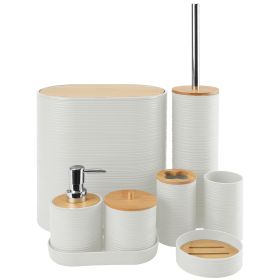 8Pcs Bathroom Accessories Set Bathroom Holder Set with Soap Dispenser Toothbrush Holder Cup Soap Dish Toilet Cleaning Brush Trash Can Qtip Holder Vani (Option: White)