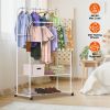 Garment Hanging Rack Clothing Hanging Rail Pillow Shoe Display Organizer Stand Rolling Wheel Clothes Organizer