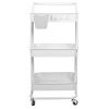 3 Tier Rolling Utility Cart Movable Storage Organizer with Mesh Baskets Lockable Wheels 360 Degree Rotatable Hanging Box Hooks Bedroom Bathroom Kitche