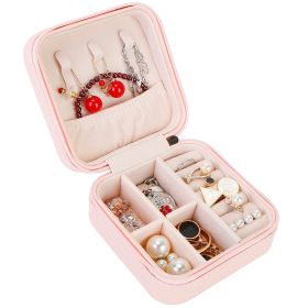 Mini Jewelry Storage Box Portable Ring Earring Necklace Storage Travel Case PU Leather Jewelry Organizer Gift (Option: Pink)