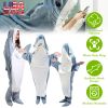 Wearable Shark Sleeping Bag Shark Onesie X-XXL Size Soft Comfortable Flannel Blanket With Zipper Suitable For Adult Children Height 4.2FT to 5.5FT