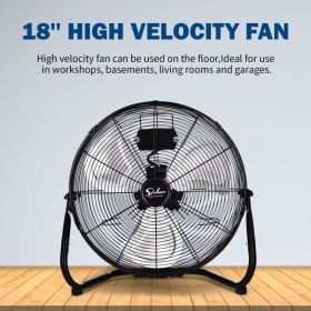 3 Speed High Velocity Heavy Duty Metal Industrial Floor Fan,Black (Color: Black)