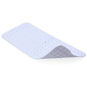 Bath Tub Mat Non-Slip Shower Mat BPA-Free Massage Anti-Bacterial with Suction Cups Washable for Bathroom Kitchen Pool (Option: WHT)