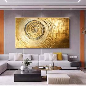 Hand Painted Oil Painting Original Gold Texture Oil Painting on Canvas Large Wall Art Abstract Minimalist Painting Golden Decor Custom Painting L (Style: 01, size: 50x100cm)
