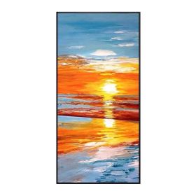Hand Painted Romantic Sunset Landscape Canvas painting seascape beach Oil Painting Natural scenery Sea picture For Home Modern Decor No Frame (size: 100X150cm)