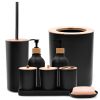 9Pcs Bathroom Accessories Set Trash Can Lotion Soap Dispensers Q-tip Holders Toothbrush Holder Soap Dish Vanity Tray Toilet Brush Black White
