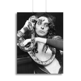 Alice Cooper with his snake Katrina Canvas Print or Poster (Type: Poster Print, size: 32" x 24" / 80cm x 60cm (approx))