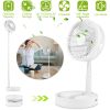 Portable Folding Desk Table Fan Quiet USB Rechargeable Telescopic Standing Floor Fan w/ 4 Speeds Adjustable Height 180° Tilting Angle For Office Home