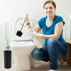 9Pcs Bathroom Accessories Set Trash Can Lotion Soap Dispensers Q-tip Holders Toothbrush Holder Soap Dish Vanity Tray Toilet Brush Black White