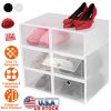 6Pcs Collapsible Shoe Box Stackable Shoe Storage Bin Transparent Dustproof PP Shoe Organizer Container