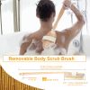 Bath Brush 15" Shower Body Back Scrubber with Long Handle Detachable Brush for Cellulite Exfoliating Detox