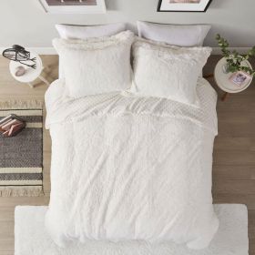 Reversible Soft Sherpa Faux Fur 3-Piece Comforter Set in Ivory (size: King/Cal King)