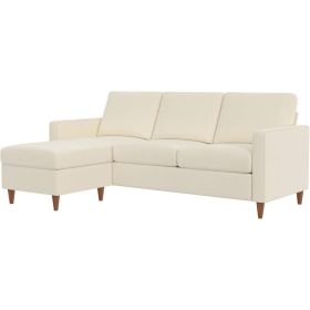 Mid-Century Modern Left or Right Facing Sectional Sofa in Linen (Color: Ivory)