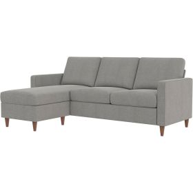 Mid-Century Modern Left or Right Facing Sectional Sofa in Linen (Color: Light Grey)