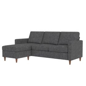 Mid-Century Modern Left or Right Facing Sectional Sofa in Linen (Color: Dark grey)