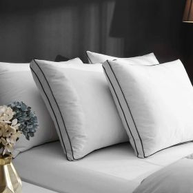 Set of 2 Gusseted Goose Down Feather Pillow in Organic Cotton Fabric (size: Queen)