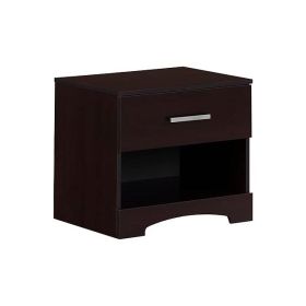 Modern 1 Drawer Nightstand End Side Table Storage (Color: Dark Brown)