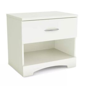 Modern 1 Drawer Nightstand End Side Table Storage (Color: White)