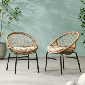 EDGAR CHAIR SET OF 2 (Option: BrownBeige)
