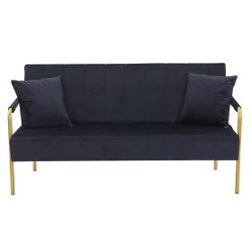 Modern Velvet Loveseat Sofa For Living Room (Color: Black)