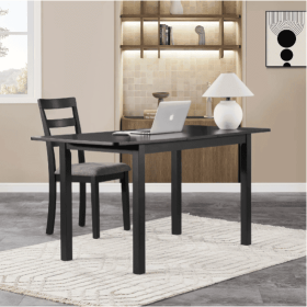 59 Extendable Dining Table, Modern House Dining Room Table For 4-8, Wooden Kitchen Table , Dining Room, Working Office, Home Living Room Furnitur (Color: Black)