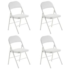 4pcs Simple Leather PVC Steel Pipe Exhibition Chairs (Color: White)