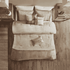 7 Piece Faux Suede Comforter Set (Option: Tan-Queen)