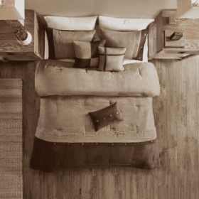 7 Piece Faux Suede Comforter Set (Option: Brown-King)