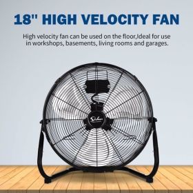 3 Speed High Velocity Heavy Duty Metal Industrial Floor Fan,Black (Color: Black)