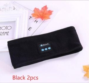Wireless Bluetooth-compatible Headband Outdoor Fitness Yoga Headband (Color: Black 2pcs)