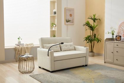 Futon Chair Bed Convertible Chair 3-in-1 Pull Out Sleeper Chair Beds With USB Ports,Wear-resistant And Anti-scratch, Armchair Bed Sleeper For Liv (Color: White)