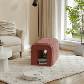Ottoman Storage Bench Pet Supplies Corduroy Bench Cat's Nest To Hide For The Living Room, Entryway And Bedroom (Color: Brown)