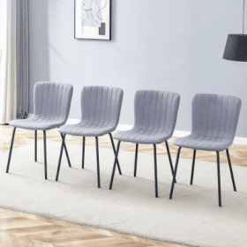 Luxury Minimalist Chairs - A Set Of 4 High Quality Dining Chairs With Black Metal Legs. The Integral Metal Leg Structure Is Suitable For Various (Option: Gray)