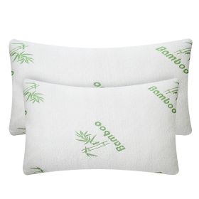 2Pcs Bamboo Memory Foam Pillow Hypoallergenic Bed Pillow For Head Neck Rest Sleeping Shredded Pillow Washable Cover Queen Size Pillow (Option: King)