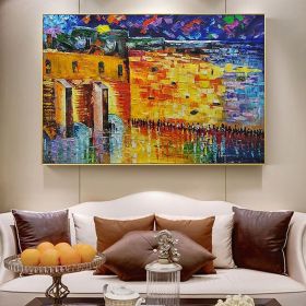 Handmade Wailing Wall Jerusalem Landscape Oil Paintings On Canvas Wall Art Decoration Modern Abstract Picture Home   Living Room hallway bedroom luxur (size: 60X90cm)
