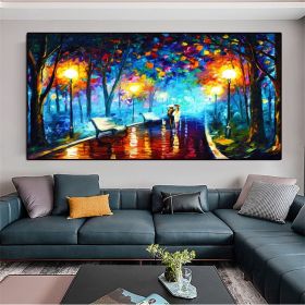 Hand Painted Night Thick Modern Canvas Oil Paintings Wall Art Abstract Landscape Pictures For Living Room Home Decoration (size: 100X150cm)