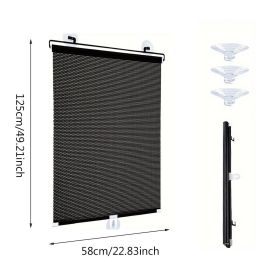 2 Pack Blackout Roller Shades with 6 Pcs Suction Cups Retractable Portable Window Cover CurtainCordless Roller Shades Blackout Blinds for Home Bathroo (size: 22.83x 49.21 in)