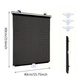 2 Pack Blackout Roller Shades with 6 Pcs Suction Cups Retractable Portable Window Cover CurtainCordless Roller Shades Blackout Blinds for Home Bathroo (size: 15.75x 23.6 in)