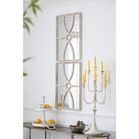 16" x 23" Rectangular Wooden Wall Mirrors with Distressed White Frame, Vertical or Horizontal, Home Decor for Living Room, Set of 2 (Color: as Pic)