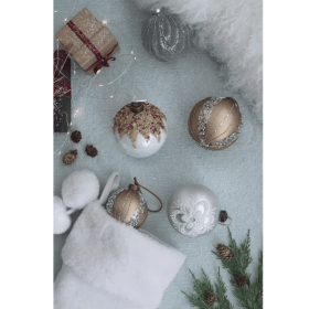 D3.9 Christmas Ball Ornaments, Glass Decorative Hanging Ball Christmas Tree Ornaments For Holiday Party Decorations, Set Of 6 (Color: as Pic)