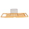 Bathtub Caddy Tray Crafted Bamboo Bath Tray Table Extendable Reading Rack Tablet Phone Holder Wine Glass Holder Shelf Desk Bathroom Spa