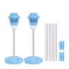 2Pack 3 In 1 Standing Bubble Machines with Colorful Lights and Music Rechargeable Bubble Maker Stands with 2 Modes 3 Adjustable Height for Party Weddi