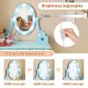 FCH Kids Vanity Set with Mirror and Lights and Stool, 5 Storage Drawers