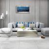 Christian Wall Art Decor Blue and Grey Canvas Prints Bless The Food Quote Wall Pictures Framed Artwork for Home Living Room Dining Room Kitchen Decora
