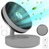 Foldable Rechargeable LED Desk Fan Wall Mounted Fan with Magnetic Remote Hanging Oscillating Fan with 4 Speeds 2 Brightness Time Setting Automatic Rot