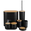 8Pcs Bathroom Accessories Set Bathroom Holder Set with Soap Dispenser Toothbrush Holder Cup Soap Dish Toilet Cleaning Brush Trash Can Qtip Holder Vani